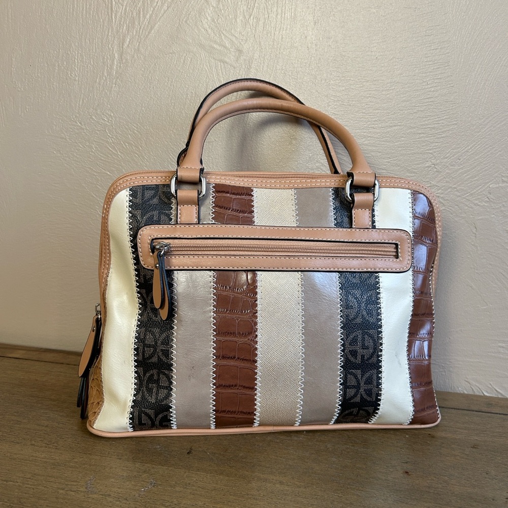 Giani Bernini Patchwork Brown-Cream Bag. Adjustab… - image 5